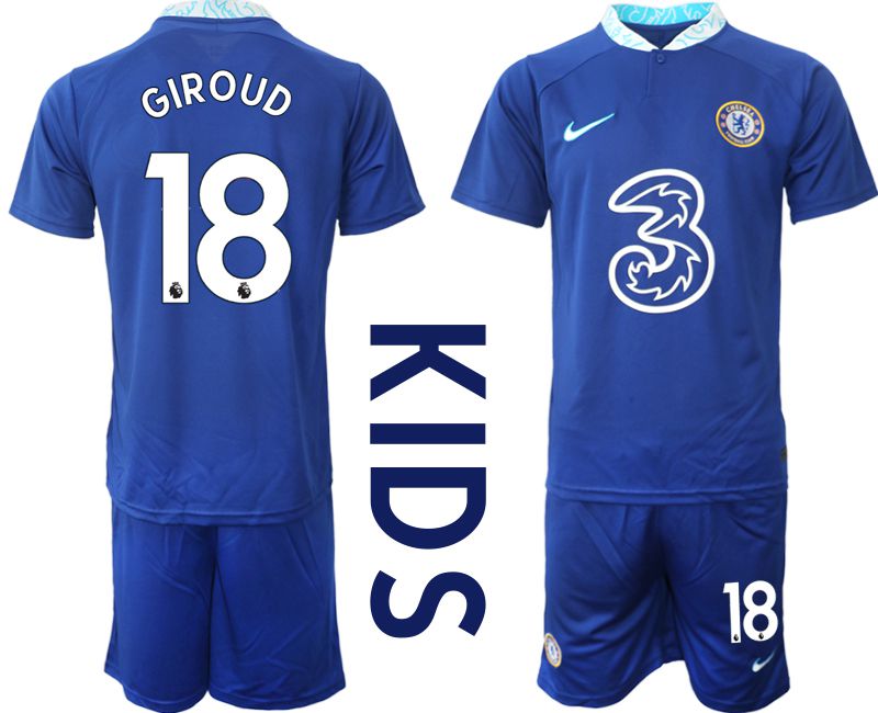 Youth 2022-2023 Club Chelsea FC home blue #18 Soccer Jersey->youth soccer jersey->Youth Jersey